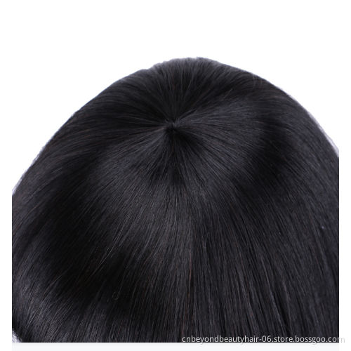wholesale Brazilian natural black Silky straight human hair Bob wig Short Machine Made Wig with bangs for women